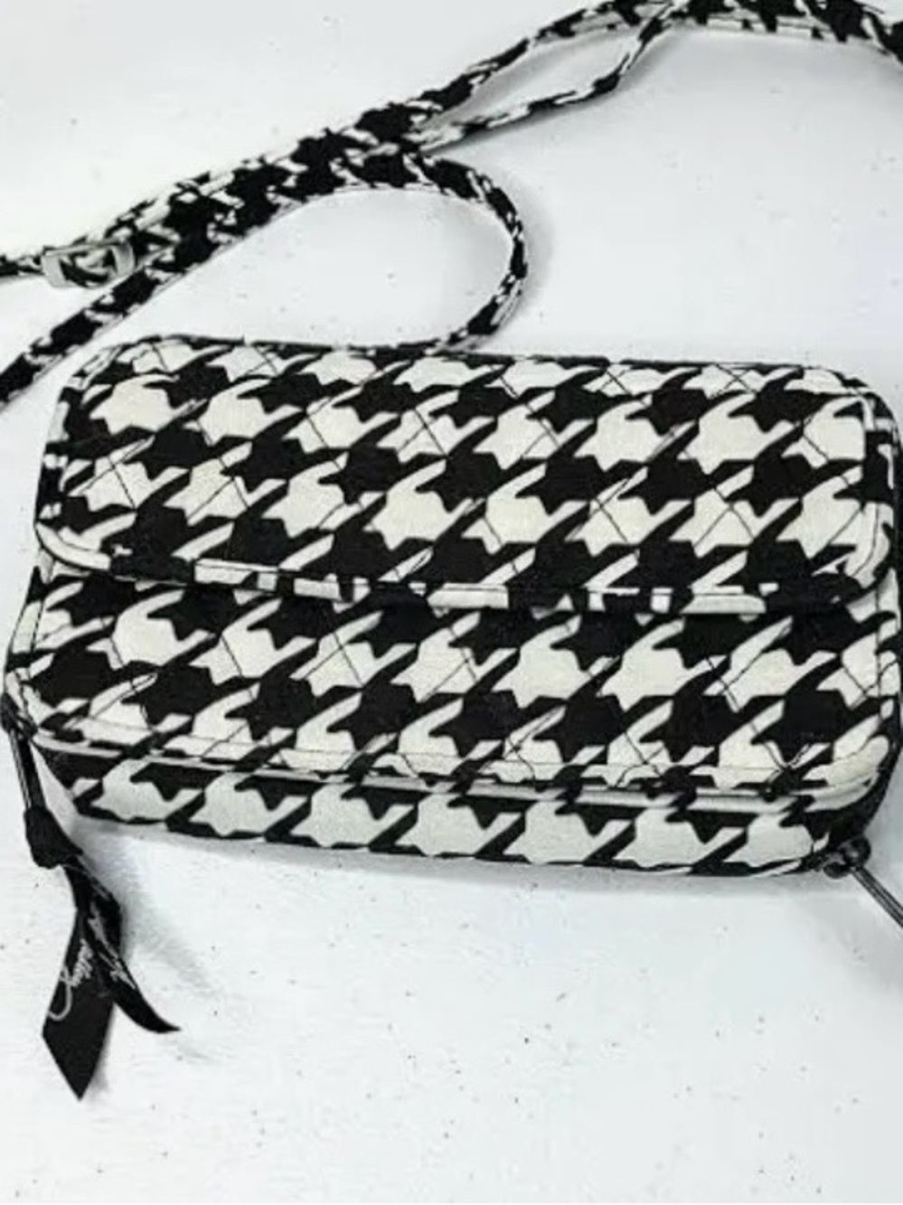 NEW Vera Bradley Black & White Houndstooth Crossbody Bag NWOT